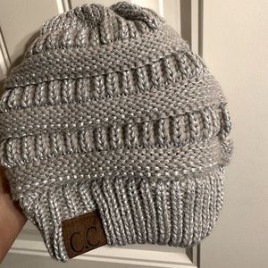 Silver Metallic CC beanie